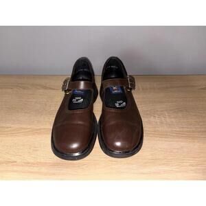 Vintage Dingo Brown Leather Mary Jane Work Shoes Buckle Comfort